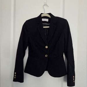 Calvin Klein Navy Blue Women's Single-Breasted Tailored Blazer